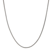 2.6mm 925 Italy Silver Black Rhodium Plated Brushed Satin Finish Box Chain Necklace