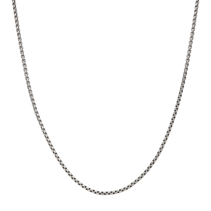2.6mm 925 Italy Silver Black Rhodium Plated Brushed Satin Finish Box Chain Necklace