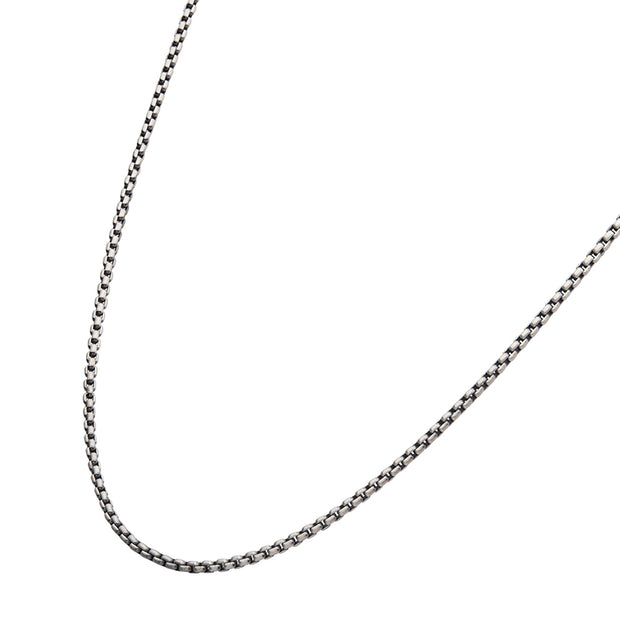 2.6mm 925 Italy Silver Black Rhodium Plated Brushed Satin Finish Box Chain Necklace