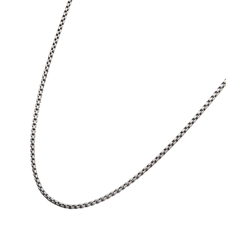 2.6mm 925 Italy Silver Black Rhodium Plated Brushed Satin Finish Box Chain Necklace