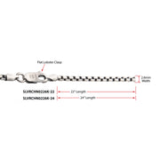 2.6mm 925 Italy Silver Black Rhodium Plated Brushed Satin Finish Box Chain Necklace