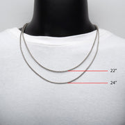 2.6mm 925 Italy Silver Black Rhodium Plated Brushed Satin Finish Box Chain Necklace