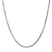3.6mm 925 Italy Silver Black Rhodium Plated Brushed Satin Finish Box Chain Necklace