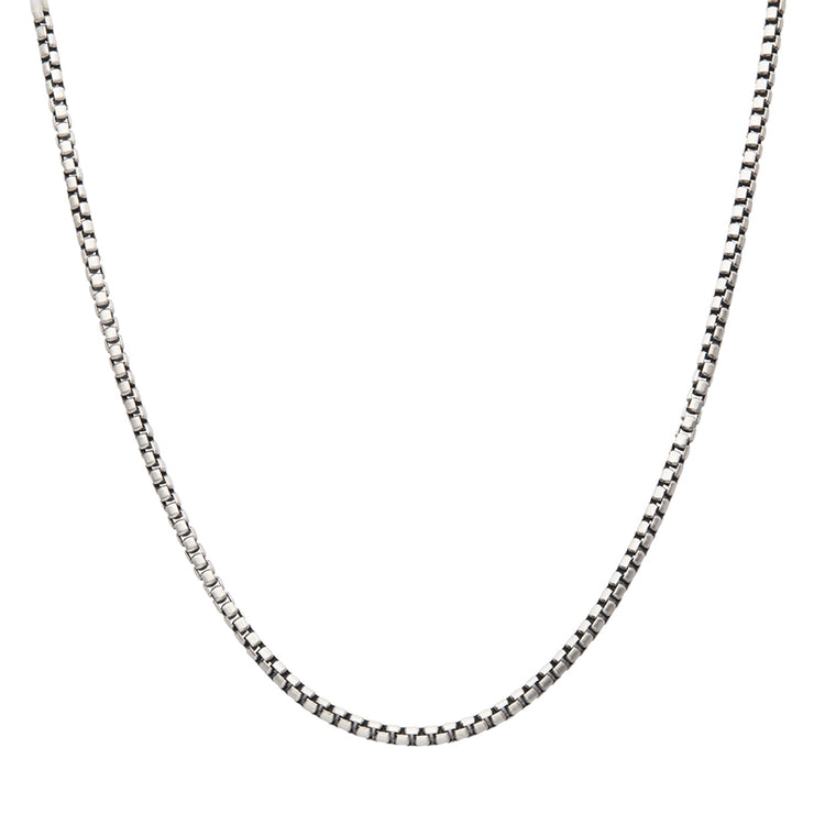 3.6mm 925 Italy Silver Black Rhodium Plated Brushed Satin Finish Box Chain Necklace