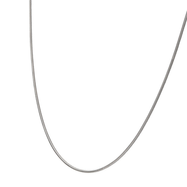 1.5mm 925 Italy Silver Black Rhodium Plated Brushed Satin Finish Snake Chain Necklace