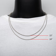 1.5mm 925 Italy Silver Black Rhodium Plated Brushed Satin Finish Snake Chain Necklace