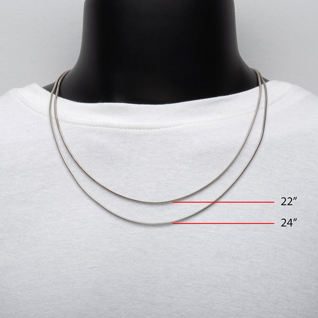 1.5mm 925 Italy Silver Black Rhodium Plated Brushed Satin Finish Snake Chain Necklace