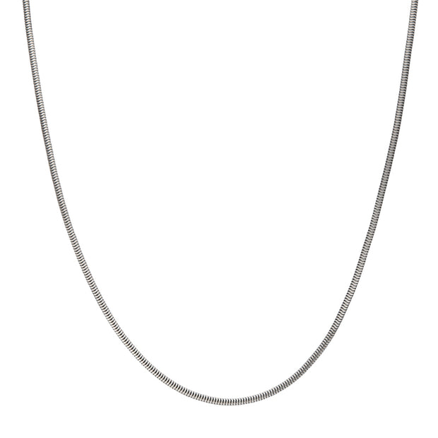 2.4mm 925 Italy Silver Black Rhodium Plated Brushed Satin Finish Snake Chain Necklace