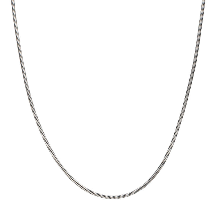 2.4mm 925 Italy Silver Black Rhodium Plated Brushed Satin Finish Snake Chain Necklace