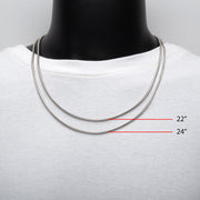 2.4mm 925 Italy Silver Black Rhodium Plated Brushed Satin Finish Snake Chain Necklace