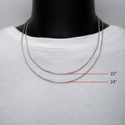 1.5mm 925 Italy Silver Black Rhodium Plated Brushed Satin Finish Boston Chain Necklace