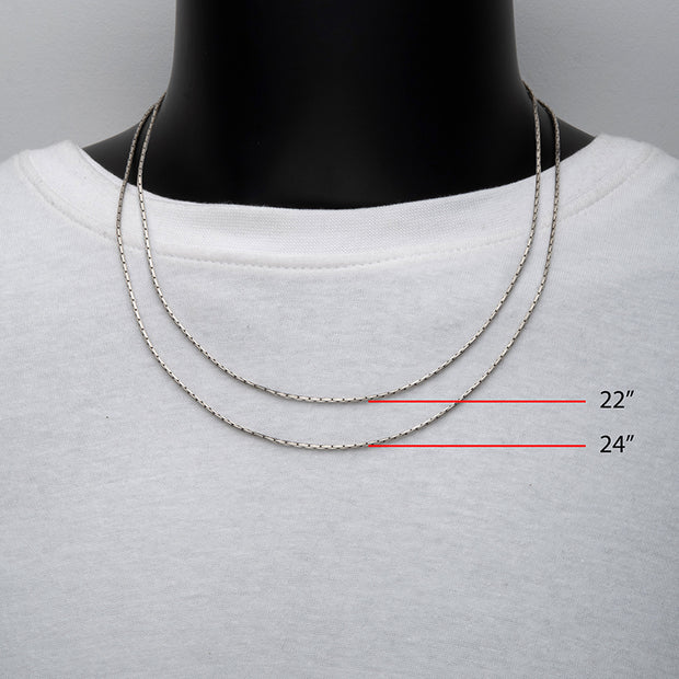 1.5mm 925 Italy Silver Black Rhodium Plated Brushed Satin Finish Boston Chain Necklace