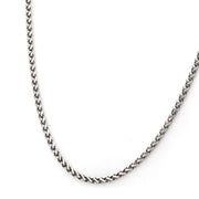 4mm 925 Italy Silver Black Rhodium Plated Brushed Satin Finish Wheat Chain Necklace