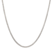 3.6mm 925 Italy Silver Black Rhodium Plated Brushed Satin Finish Diamond Cut Curb Chain Necklace