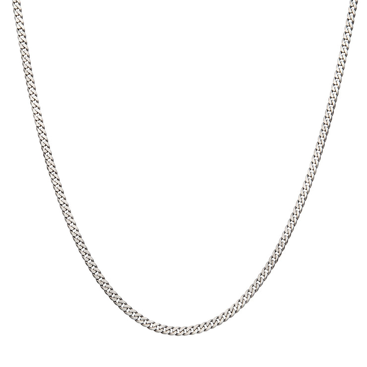 3.6mm 925 Italy Silver Black Rhodium Plated Brushed Satin Finish Diamond Cut Curb Chain Necklace