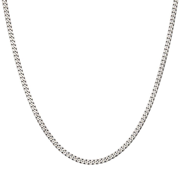 4.4mm 925 Italy Silver Black Rhodium Plated Brushed Satin Finish Diamond Cut Curb Chain Necklace