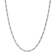 3.6mm 925 Italy Silver Black Rhodium Plated Brushed Satin Finish Figaro Chain Necklace