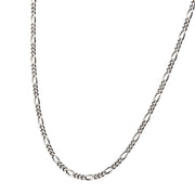 4.3mm 925 Italy Silver Black Rhodium Plated Brushed Satin Finish Figaro Chain Necklace