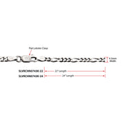 4.3mm 925 Italy Silver Black Rhodium Plated Brushed Satin Finish Figaro Chain Necklace