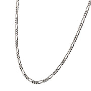5.5mm 925 Italy Silver Black Rhodium Plated Brushed Satin Finish Figaro Chain Necklace