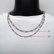 5.5mm 925 Italy Silver Black Rhodium Plated Brushed Satin Finish Figaro Chain Necklace