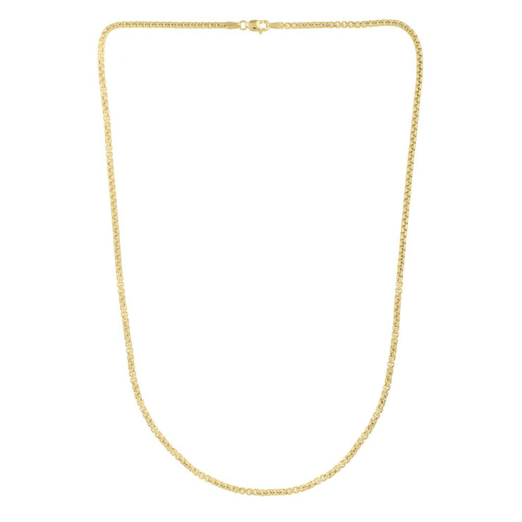14K Gold 2.5mm Solid Round Box Chain