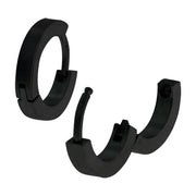 Black IP Plain Huggies Earrings