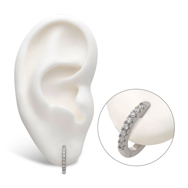 Stainless Steel with Prong Set 9pcs Clear AAA CZ Huggie Earrings