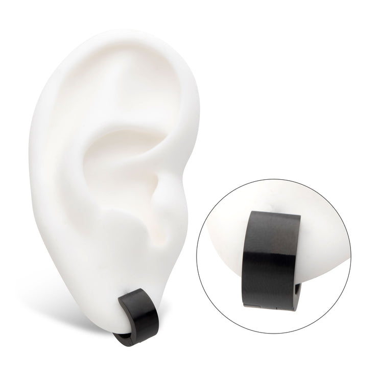 Black IP 6.8mm Huggies Earrings