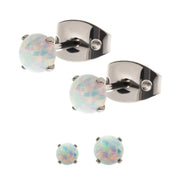 20g Titanium Post and Butterfly Back with 4-Prong Opal Stud Earrings