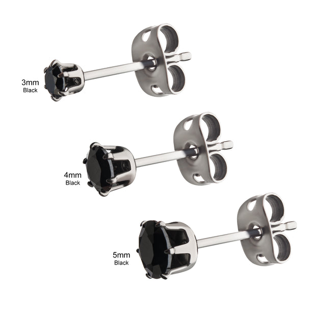 20g Titanium Post and Butterfly Back with 6-Prong Gem Stud Earrings