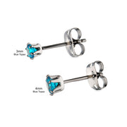 20g Titanium Post and Butterfly Back with 6-Prong Gem Stud Earrings