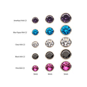20g Titanium Post and Butterfly Back with Bezel Set Gem Stud Earrings