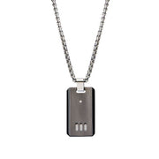 Black IP Gun Metal Finish with CZ Dog Tag Pendant with Chain