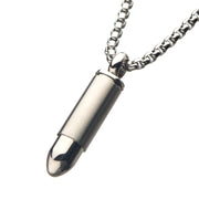 Stainless Steel Memorial Bullet Pendant with Steel Box Chain