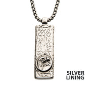 Stainless Steel Silver IP Dog Tag Pendant with Eagle Head Inlay
