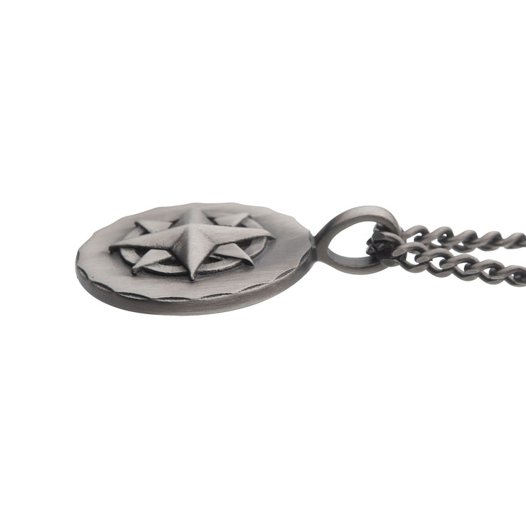 Gun Metal IP Engravable Compass Medallion Pendant with Chains for Grads