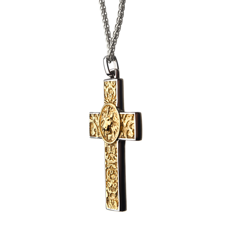 Steel with Gold IP Nymeria Lion Pendant with Chain