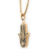 Gold IP with Hamsa Pendant, with Gold IP Bold Box Chain