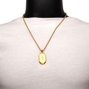 18Kt Gold IP Stainless Steel Clear CZ Inlay Cross Dogtag Pendant