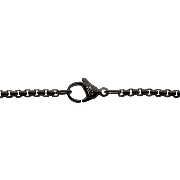 Matte Finish Black IP Steel Sandalwood Cross Pendant with CNC Set Black Spinel Crown Link Bail