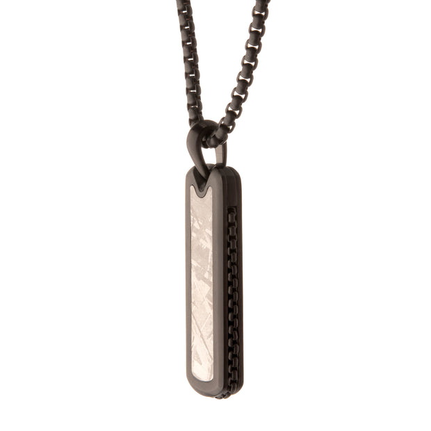 Black IP Steel Meteorite Dog Tag Pendant