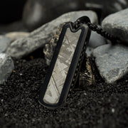 Black IP Steel Meteorite Dog Tag Pendant