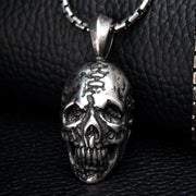 Stainless Steel Antique Silver Skull Head Pendant with Chain