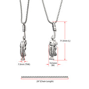 Polished Steel Fishbone Pendant with Hook & Box Chain