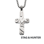 Matte Steel 3D Canyon Pattern Pendant with Box Chain