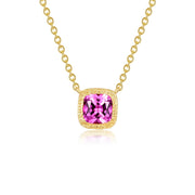 Fancy Lab-Grown Sapphire Solitaire Necklace