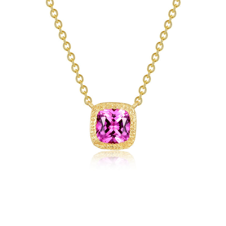 Fancy Lab-Grown Sapphire Solitaire Necklace