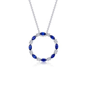 Fancy Lab-Grown Sapphire Open Circle Necklace