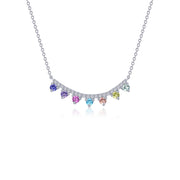 Fancy Lab-Grown Sapphire Curved Bar Necklace